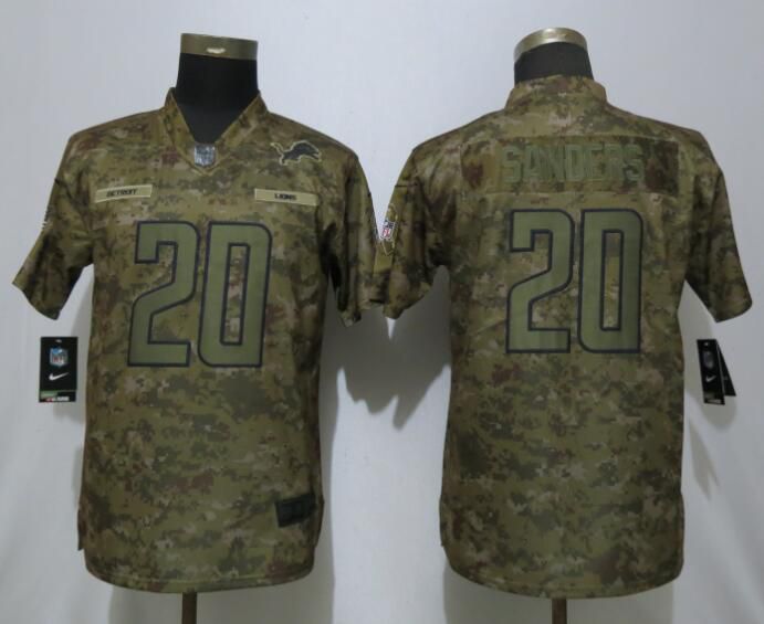 Women Detroit Lions #20 Sanders Nike Camo Salute to Service Limited NFL Jersey->orlando magic->NBA Jersey